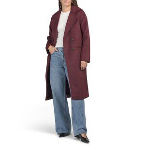 AVEC LES FILLES Burgundy Wool Blend Walker Coat